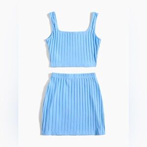 3 FOR $15 🙌🏼 Small Baby Blue Ribbed Cropped Tank Top & Mini Skirt Set outfit